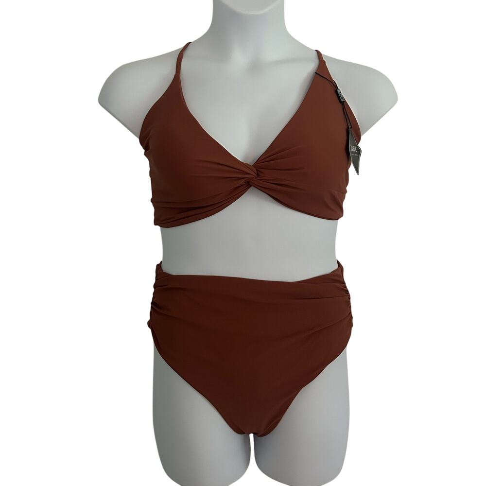 Zaful Twisted Lace Up Back High Waisted Two-Piece Padded Bikini L Large New